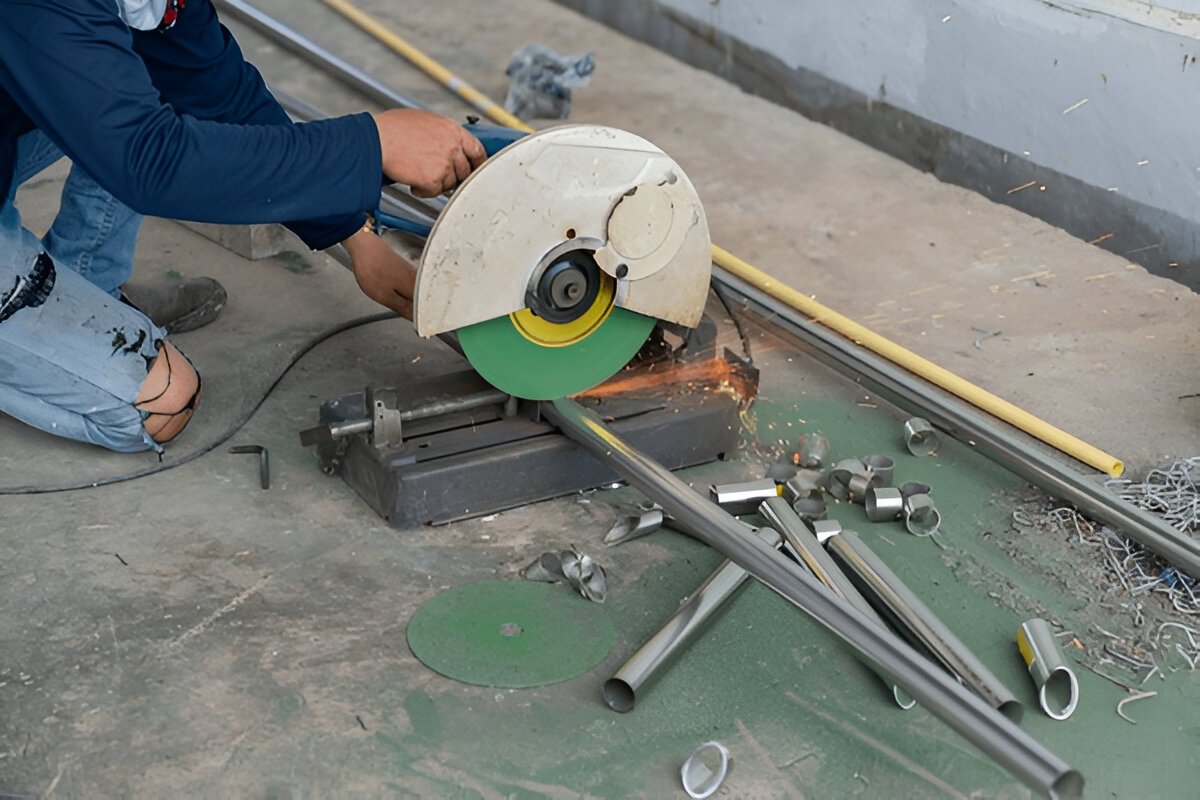 Handheld tube cutter used for cutting metal pipes quickly and cleanly