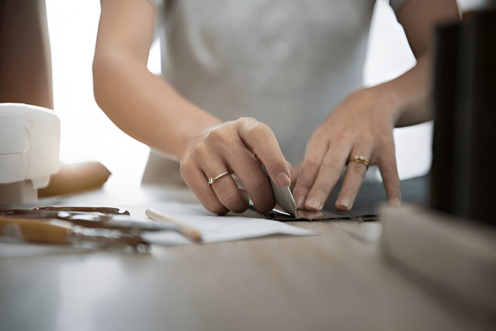 Hand tools used in making clothes including scissors, needles, and measuring tape