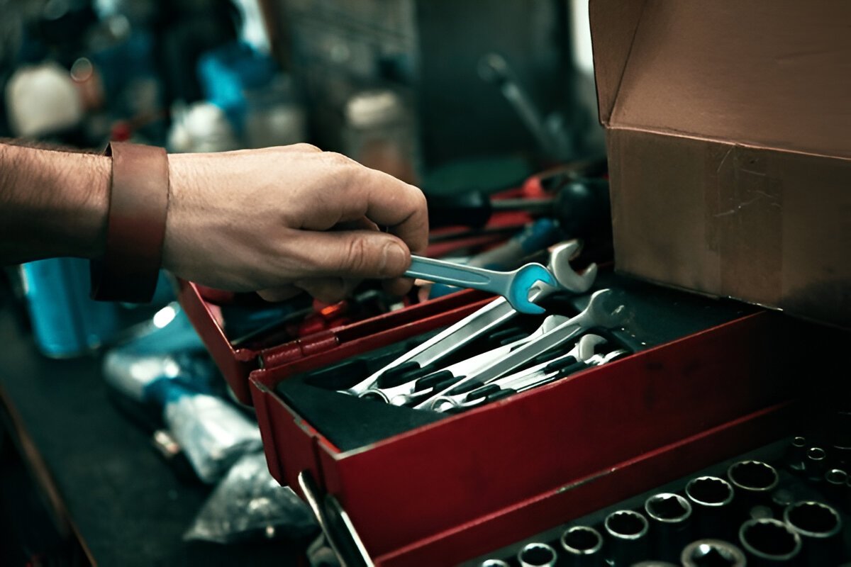 Why Hand Tools Are a Smart, Cost-Effective Choice Hand tools on a workbench including pliers, wrench, and screwdriver